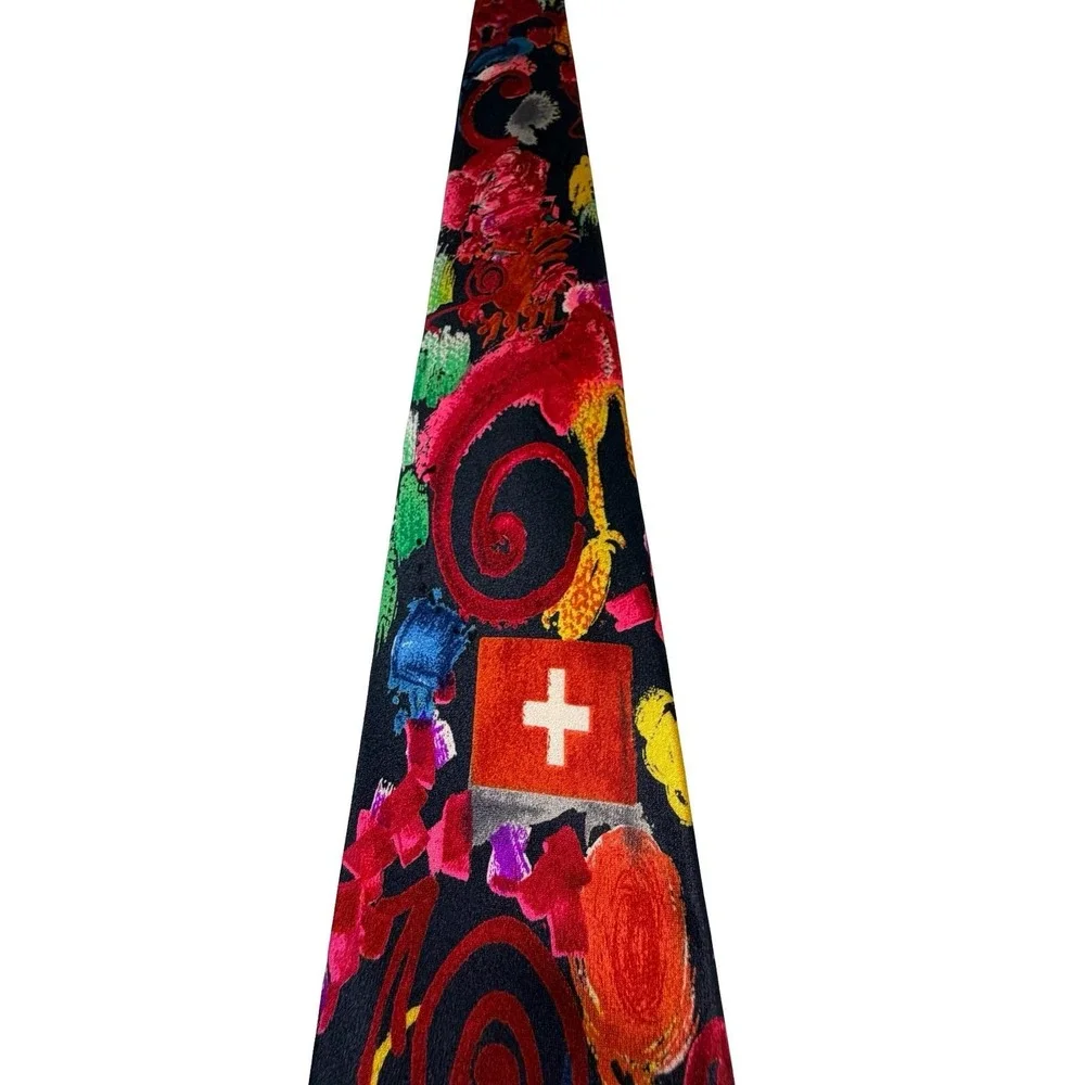 Rare‎ Jean Tinguely 1991 Memorial Silk Tie Fabric Frontline Zurich Swiss Art